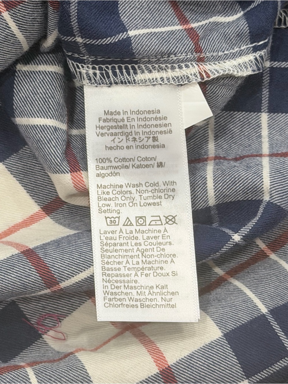 NWT J. Crew Flannel Button Down - Blue, Red, White (M) - Picture 5 of 5